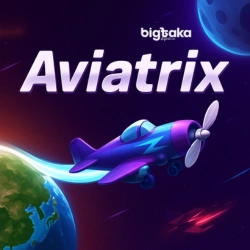 Aviatrix airplane game artwork with purple aircraft flying in space by BigTaka